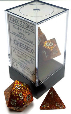 Chessex Dice: Glitter Poly Gold/Silver (7) CHX 27503