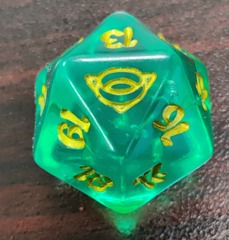 The Lord of the Rings LTR LOTR Prerelease Gold on Green Spindown D20 Dice MTG Magic