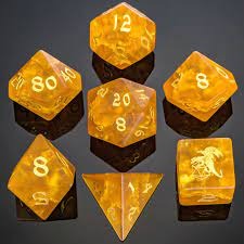 Glass RPG Dice Set Frosted Amber