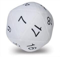 Jumbo D20 Novelty Dice Plush in White with Black Numbering