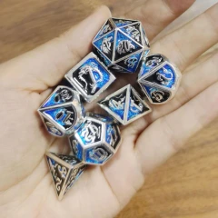 Silver w/Black & Blue Dragon Dice Set