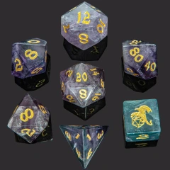 Rainbow Fluorite Gemstone Dice Set of 7