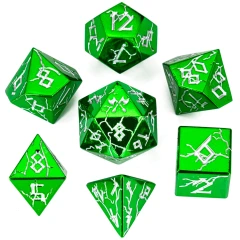 Metal Solid Barbarian Dice Set-Shiny Green w/Silver