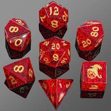 Glass RPG Dice Set Blast Ruby Red