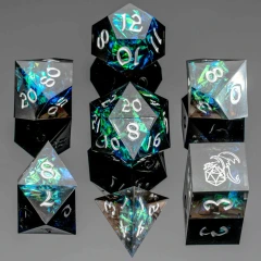 Black Captured Magic Hand Sanded Sharp Edge Resin DIce