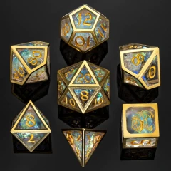 Caged Resin Opal Ice Dice Set - Brass Frame