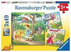 3 x 49 piece puzzle: Rapunzel, Little Red Riding Hood, and The Frog Prince