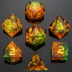 Orange Green Layered Captured Magic Hand Sanded Sharp Edge Resin
