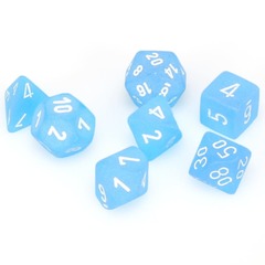 Frosted: Mini-Polyhedral Caribbean Blue/white 7-Die Set CHX 20416
