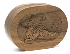 Dragon - Walnut Wood Dice Box (Oval)