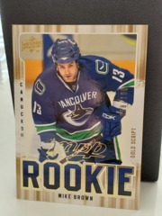 2008-09 Upper Deck MVP Gold Script 058/100 Mike Brown #318 Rookie Canucks