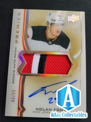 2020-21 UD Premier Nolan Foote GOLD /65 Rookie Auto Patch RPA