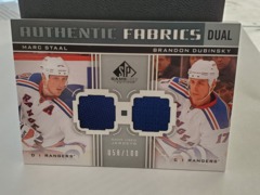 2011-12 SP Game Used Authentic Fabrics Dual #AF2-MB 058/100 Marc Staal Brandon Dubinsky Rangers