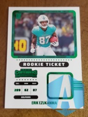 2022 Panini Contenders Rookie Ticket Patch RTS-EEZ Erik Ezukanma Green Foil Miami