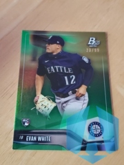 2021 Bowman Platinum #68 Evan White Green Parallel Rookie 23/99