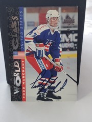 1996 Upper Deck Be A Player World Class Todd Marchant #190 Auto USA