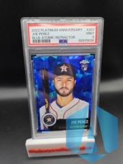 2022 Chrome Platinum Anniversary Blue Atomic Refractor /100 Joe Perez Rookie RC PSA 9