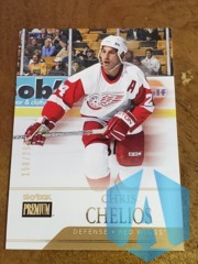 2014-15 Fleer Showcase SkyBox Premium #21 Chris Chelios 150/299 - Detroit Wings