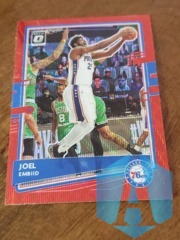 2020-21 Donruss Joel Embiid #20 Optic Red Wave Prizm Philadelphia 76ers