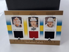 2013-14 UD Trilogy Star Spotlight Jerseys National Trios Fasth/Brodin/Rackell #SWE-ROOK