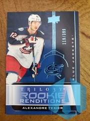 2019-20 UD Trilogy Hockey Rookie Renditions Blue Parallel RR-20 Alex Texier 119/399