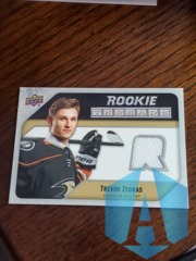2021-22 Upper Deck Rookie Threads #RT-TZ Trevor Zegras RC Anaheim Ducks (white)