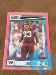 2022 Score Jonathan Allen #259 Red Shimmer 353/499 Washington Commanders