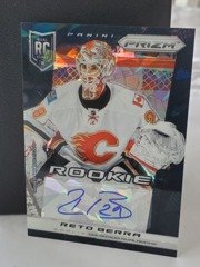 2013-14 Panini Prizm Dual RC Class 14 Auto Cracked Ice Black Reto Berra #329 Rookie