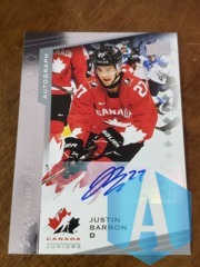 2021 UD Team Canada Juniors Program of Excellence Justin Barron #111 Rookie Auto