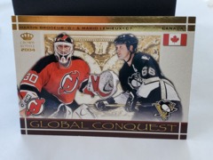 2003-04 Pacific Crown Royale Global Conquest Martin Brodeur Mario Lemieux #1