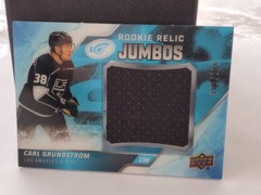 2019-20 UD Ice Rookie Relic Jumbos #RRJ-CG Carl Grundstrom 005/199 LA Kings