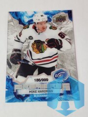 2021-22 UD Ice Premieres Rookie 186/999 Mike Hardman #201 Acetate Chicago Blackhawks