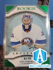 2020-21 UD Artifacts Green Rookie Ilya Sorokin Islanders /99
