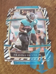 2021 Panini Select Concourse Zebra Prizm Wave Die-Cut Travis Etienne Jr #54 Rookie