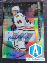 2020-21 UD TRILOGY LUCAS CARLSSON ROOKIE PREMIERES AUTO /199