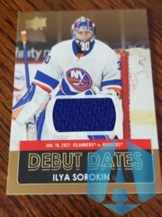 2021-22 UD SERIES 1 ILYA SOROKIN #DD-22 Gold DEBUT DATES Blue Jersey Relic