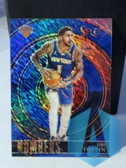 2021-22 Panini Select Prizm Numbers Obi Toppin #7 Blue Shimmer New York Knicks