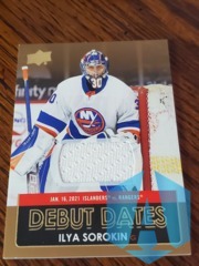2021-22 UD SERIES 1 ILYA SOROKIN #DD-22 Gold DEBUT DATES White Jersey Relic