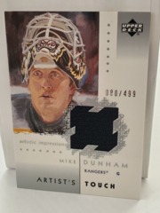 2002-03 UD Artistic Impressions Artist's Touch Jersey 080/499 Mike Dunham #AT-MD Rangers