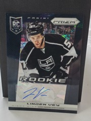 2013-14 Panini Dual RC Class 14 Prizm Cracked Ice Black Linden Vey Rookie Auto RC
