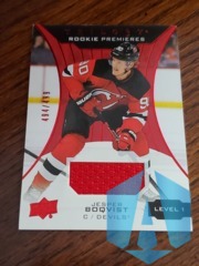 2019-20 Upper Deck Trilogy Premieres Level 1 Red Foil 494/499 Jesper Boqvist #60 Rookie RC