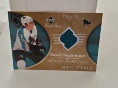 2006-07 Sweet Shot Beginnings Rookie Jersey #149 Matt Carle RC 324/499 Sharks