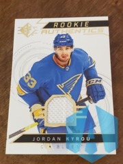 2018-19 SP Rookie Authentics Jerseys Jordan Kyrou #108 Gold Script