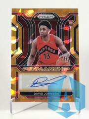 2021-22 Prizm DAVID JOHNSON #RP-DJO Penmanship Rookie Auto Orange Cracked Ice