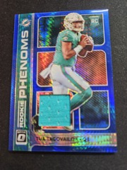 2020 Donruss Optic Tua Tagovailoa Rookie Phenoms Jersey Patch Blue Hyper RC