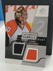 2008-09 SP Game Used Edition Authentic Fabrics Dual Jerseys Antero Niittymaki #AF-AN Flyers