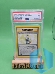 1999 Pokemon FRENCH 1st Edition Base Set Marchand de Pokémon 77/102 PSA 7