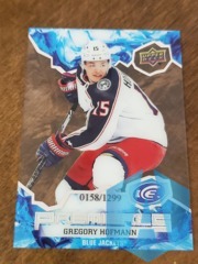 2021-22 UD Ice Premieres #169 Gregory Hofmann 0158/1299 Acetate Blue Jackets