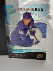 2009-10 Upper Deck Ice Premieres Acetate #102 Phil Oreskovic 1958/1999 Leafs