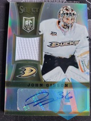 13-14 Panini Select Hockey Rookie Patch Auto 338 John Gibson /99